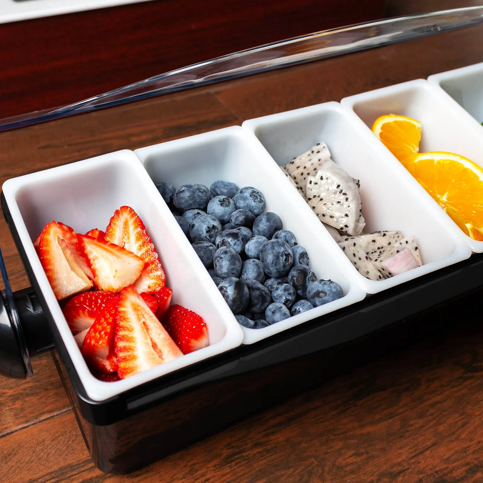 BarConic® Black Condiment Holder with 1 Pint Inserts & Ice compartment