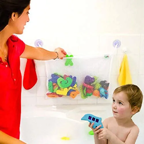 Bath Toy Storage Bath Toy Organizer Mesh Bath Toy Organizer Durable Design   2 Extra Strong Suction Cups! Large Storage/Bag/Holder for Toys Even as a Shower Caddy and Baby Gift Mold Playtime