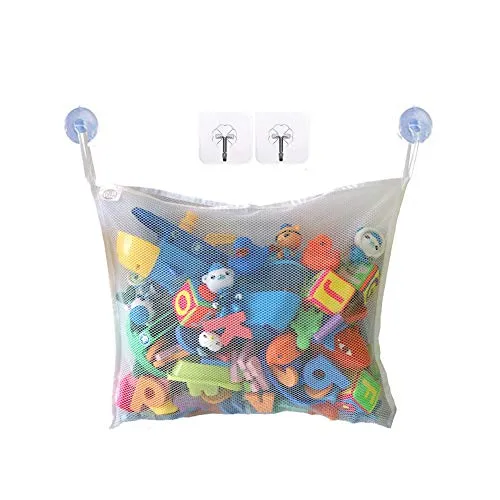 Bath Toy Storage Bath Toy Organizer Mesh Bath Toy Organizer Durable Design   2 Extra Strong Suction Cups! Large Storage/Bag/Holder for Toys Even as a Shower Caddy and Baby Gift Mold Playtime