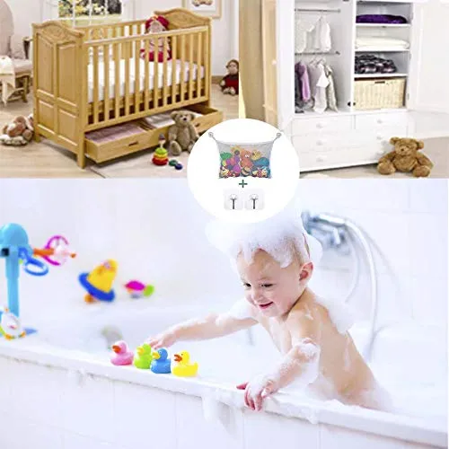 Bath Toy Storage Bath Toy Organizer Mesh Bath Toy Organizer Durable Design   2 Extra Strong Suction Cups! Large Storage/Bag/Holder for Toys Even as a Shower Caddy and Baby Gift Mold Playtime