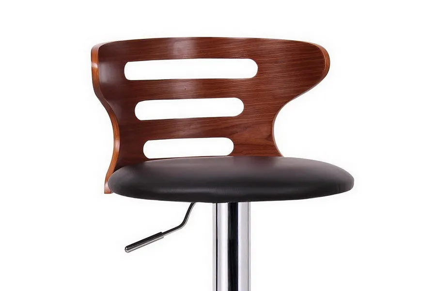 Baxton Studio Buell Walnut and Black Modern Bar Stool
