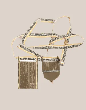 Belt with 2 removable small bags with embroidery