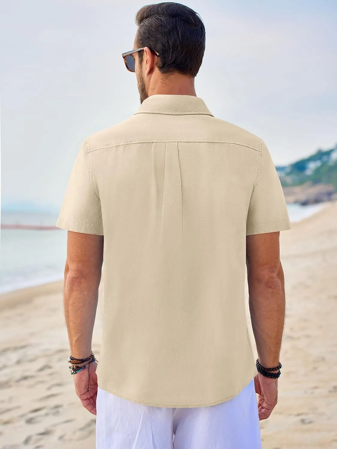Beotyshow Mens Button Down Shirts Short Sleeve Casual Summer Beach Shirt Tops M-3XL