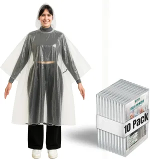 Better Office Products Disposable Clear Rain Ponchos with Hood for Adults, Emergency Ponchos, Lightweight, Non-Toxic