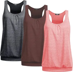 Beyove Racerback Tank Tops for Women Yoga Athletic Workout Tops Sleeveless Loose Fit Muscle Shirts Activewear 3 Pack
