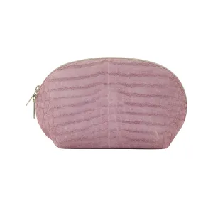 Big Round Zip Pouch Raw Leather Light Purple