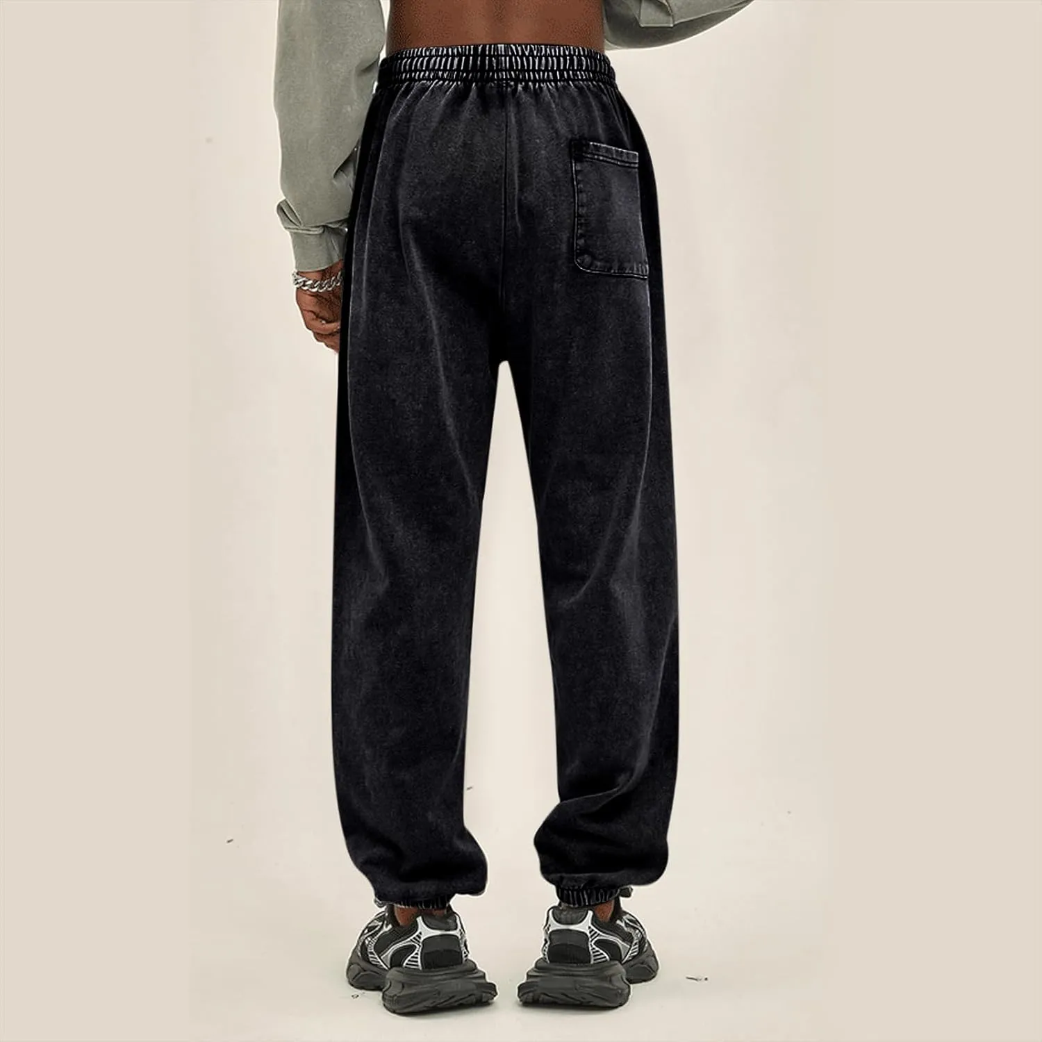 BINTEHGS Baggy Wide Leg Acid Wash Sweatpants Women Vintage Loose Pants High Waisted Joggers with Pockets Casual Streetwear