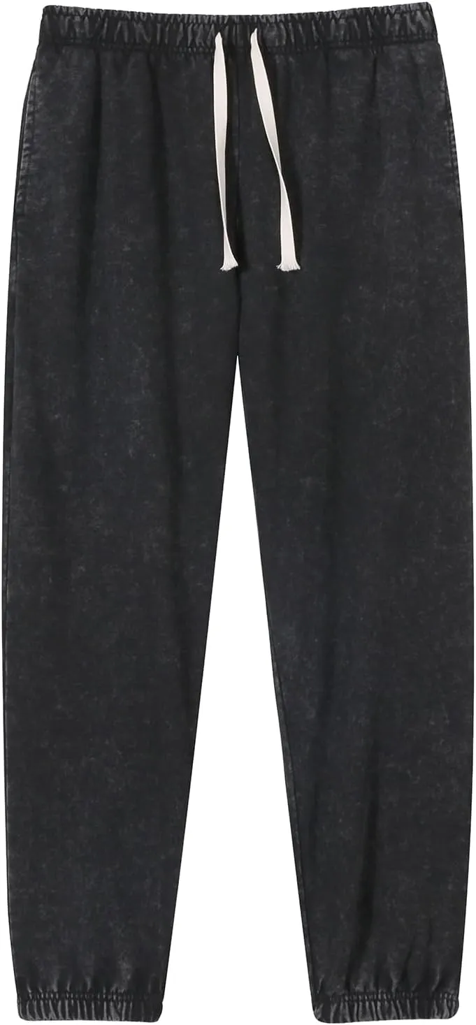 BINTEHGS Baggy Wide Leg Acid Wash Sweatpants Women Vintage Loose Pants High Waisted Joggers with Pockets Casual Streetwear