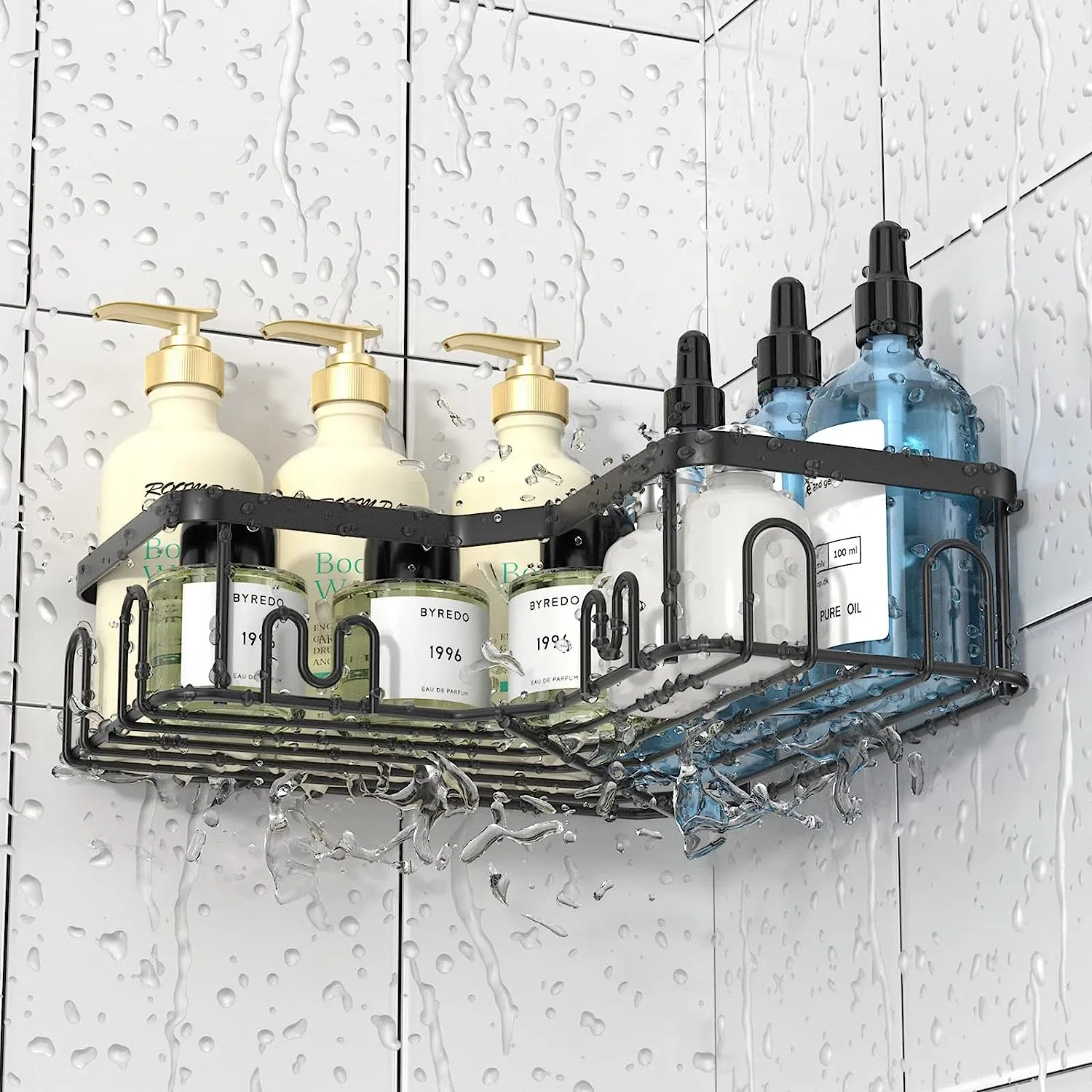 Blushbees® 3-Pack Stainless Steel Corner Shower Caddy - Black