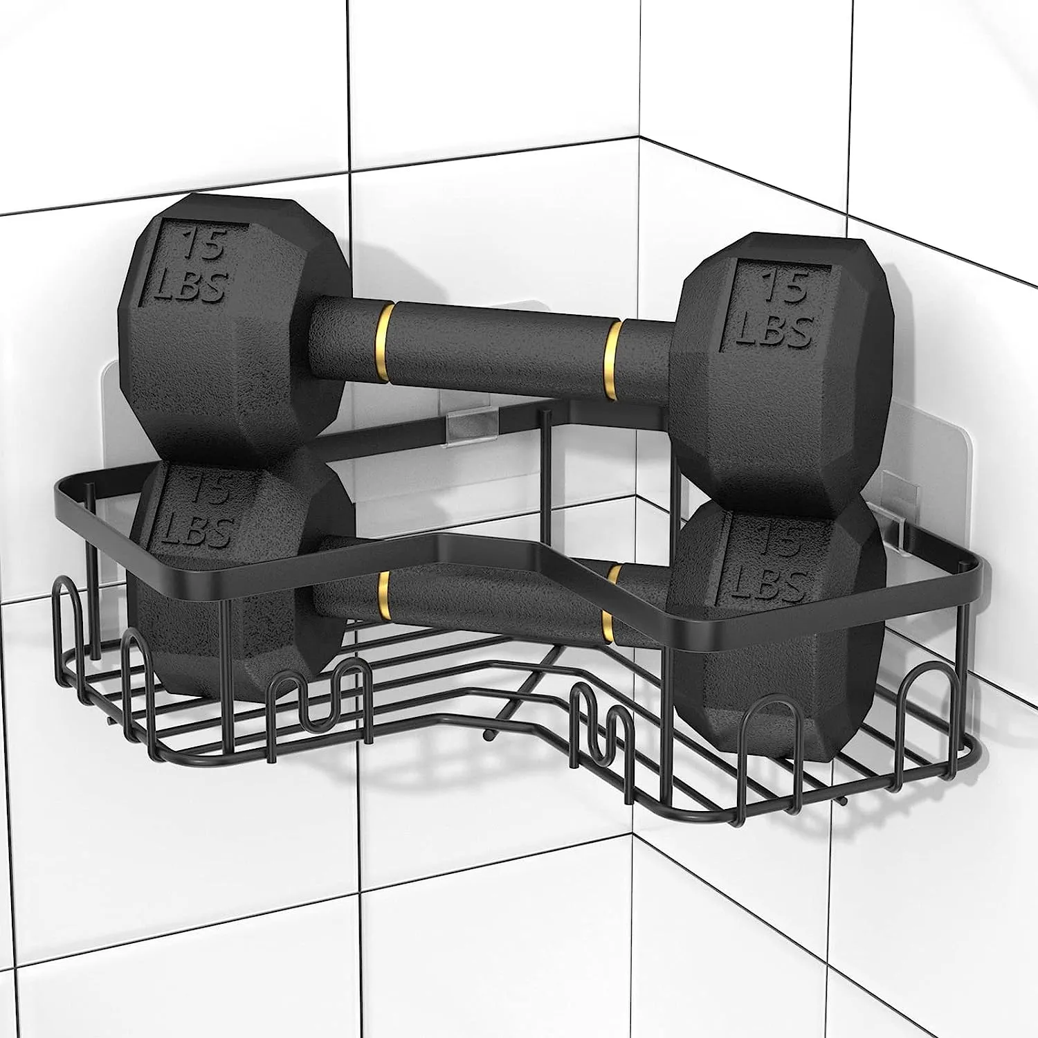 Blushbees® 3-Pack Stainless Steel Corner Shower Caddy - Black