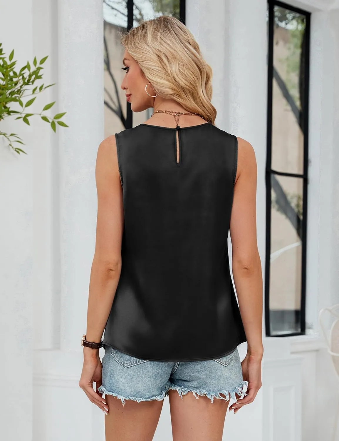 BMJL Women's Silk Satin Tank Top Summer Business Casual Outfit 2025 Sleeveless Work Dressy Shirt