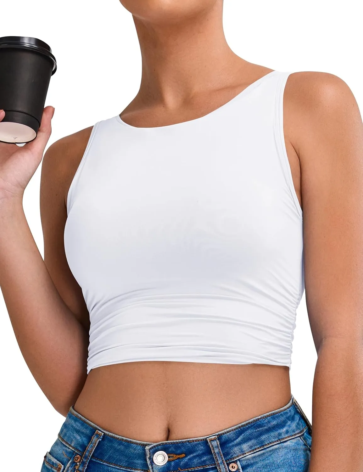 BMJL Women's Sports Bras High Neck Longline Removable Padded Yoga Workout Crop Tank Top with Built in Pads 2025