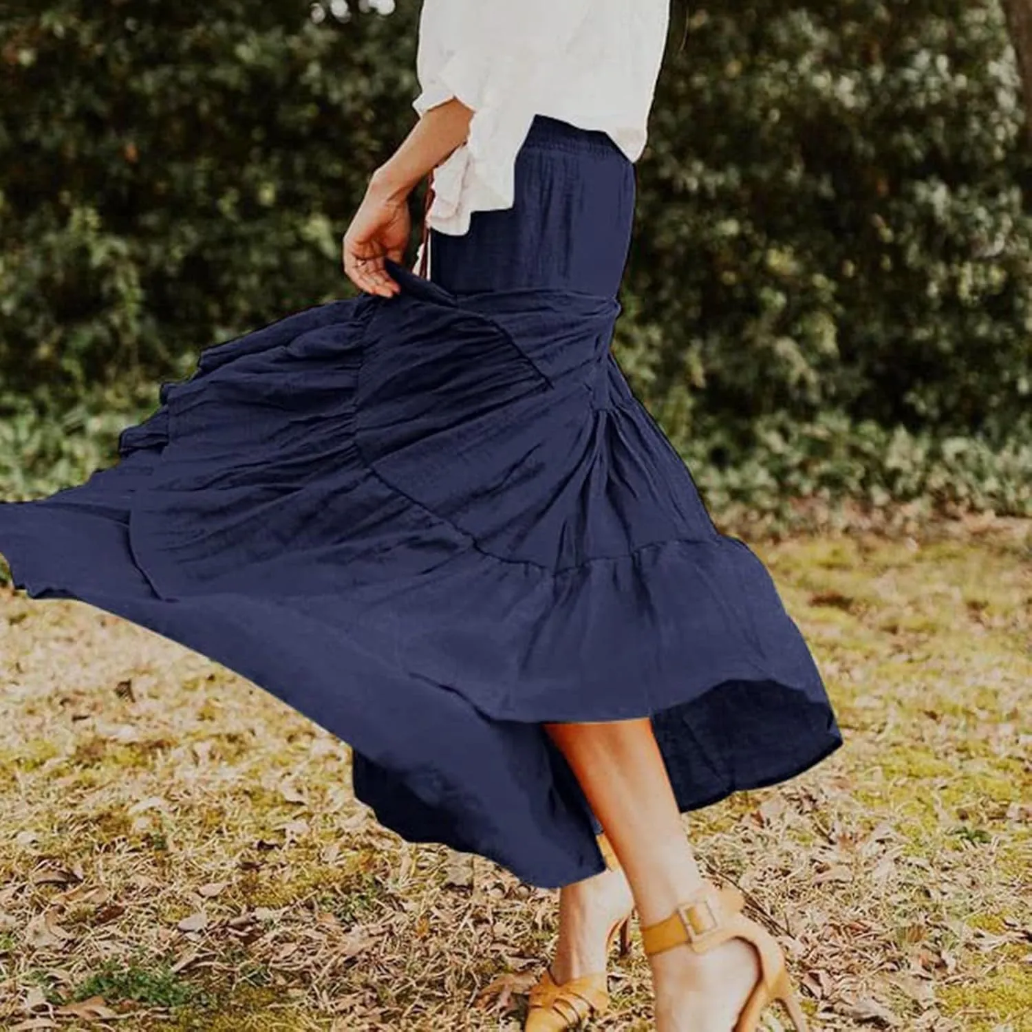 Boho Women Skirts Summer A Line Dress Pleated Solid High Rise Waist Skirt 2023 Graceful Robe Tennis Skirts Cute