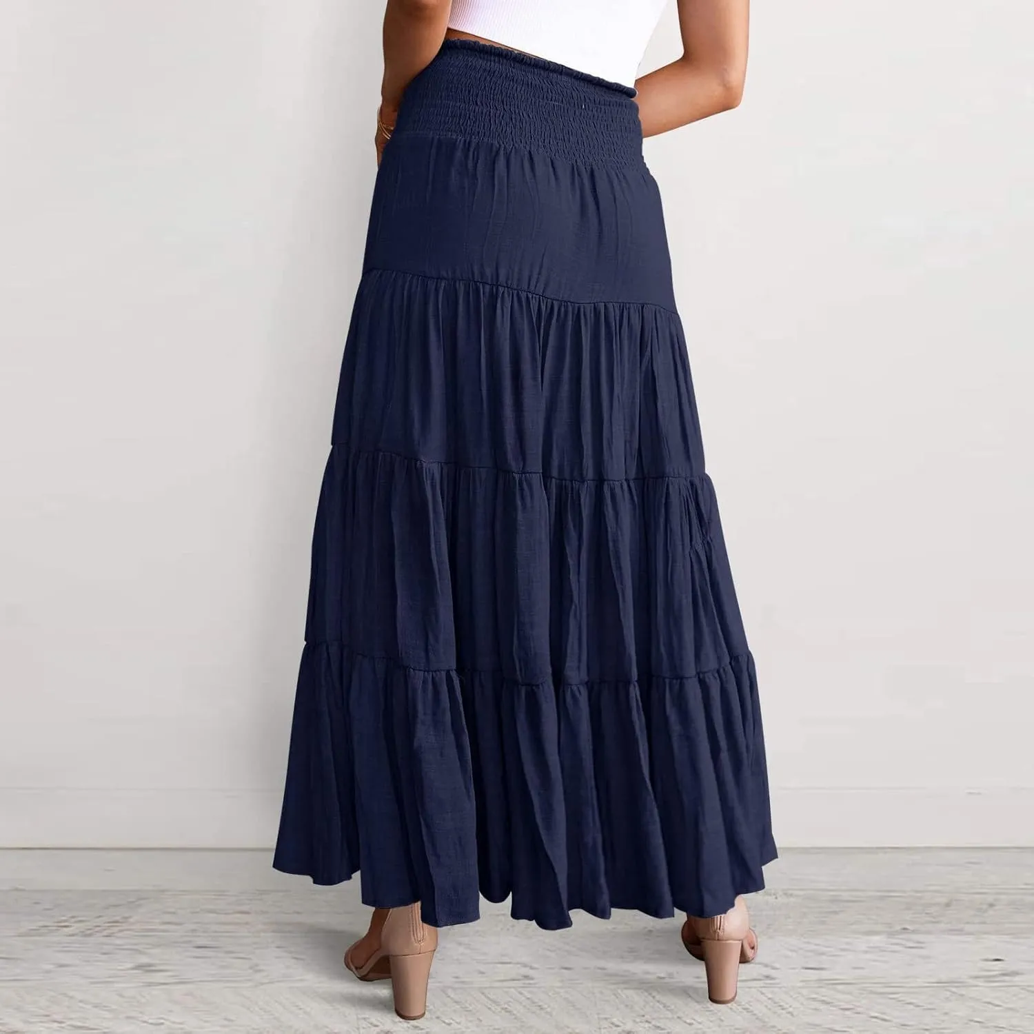 Boho Women Skirts Summer A Line Dress Pleated Solid High Rise Waist Skirt 2023 Graceful Robe Tennis Skirts Cute