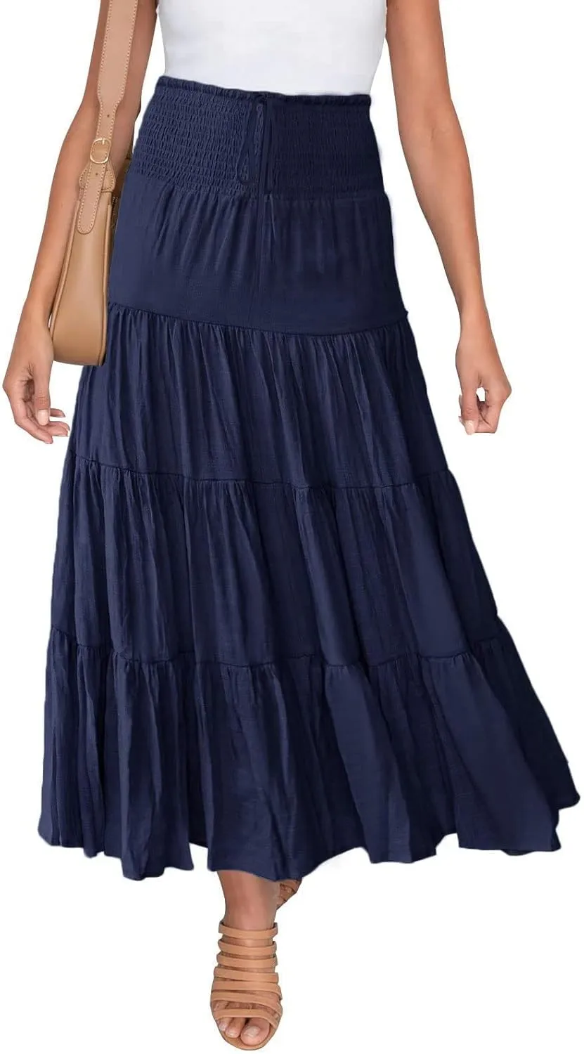 Boho Women Skirts Summer A Line Dress Pleated Solid High Rise Waist Skirt 2023 Graceful Robe Tennis Skirts Cute