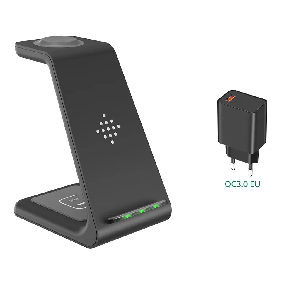 Bonola Qi 3 in 1 Wireless Charger Stand for Apple iPhone 12/11/XR/Xs/AirPods Pro/3/iWatch7 6 Phone Fast Wireles Charging Station