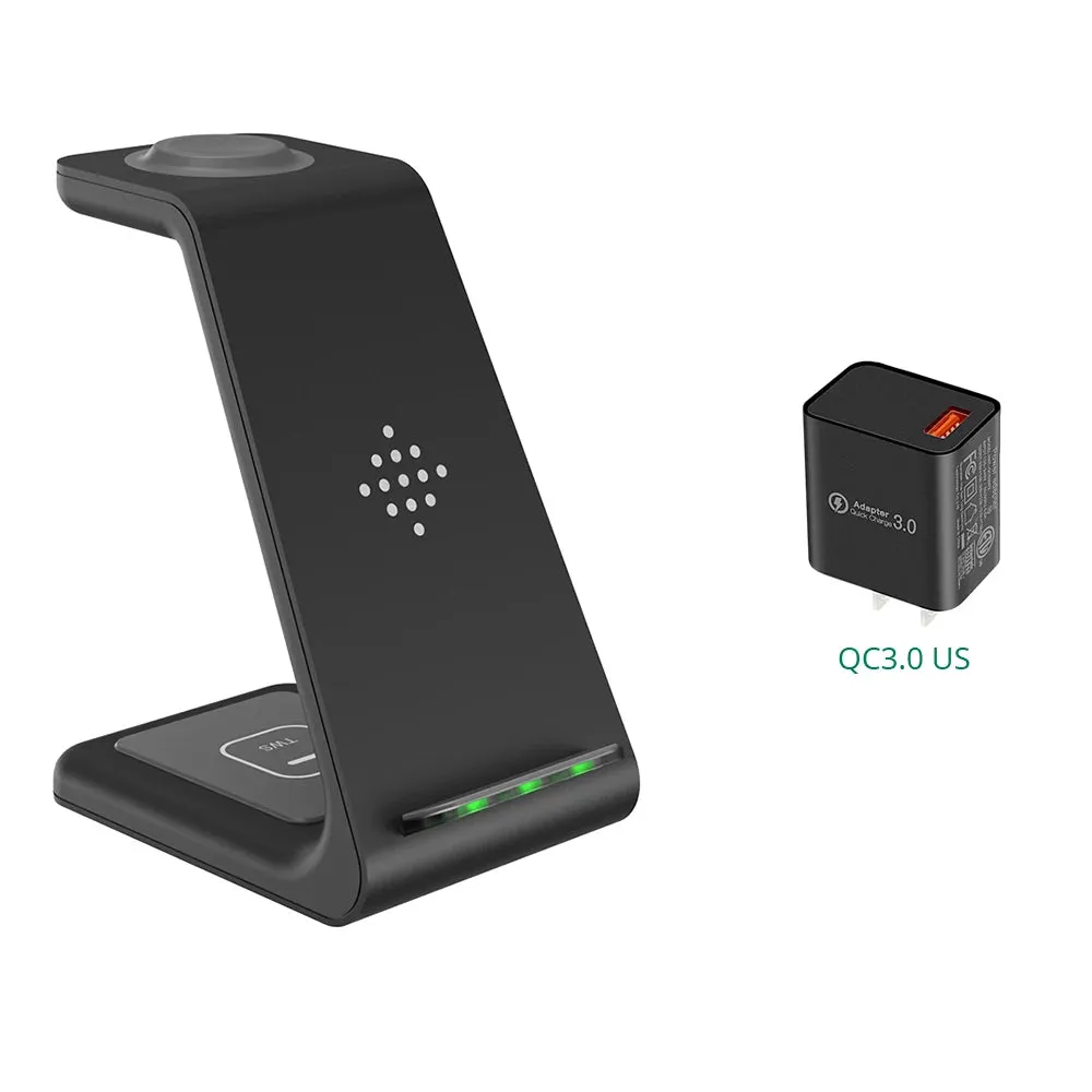Bonola Qi 3 in 1 Wireless Charger Stand for Apple iPhone 12/11/XR/Xs/AirPods Pro/3/iWatch7 6 Phone Fast Wireles Charging Station