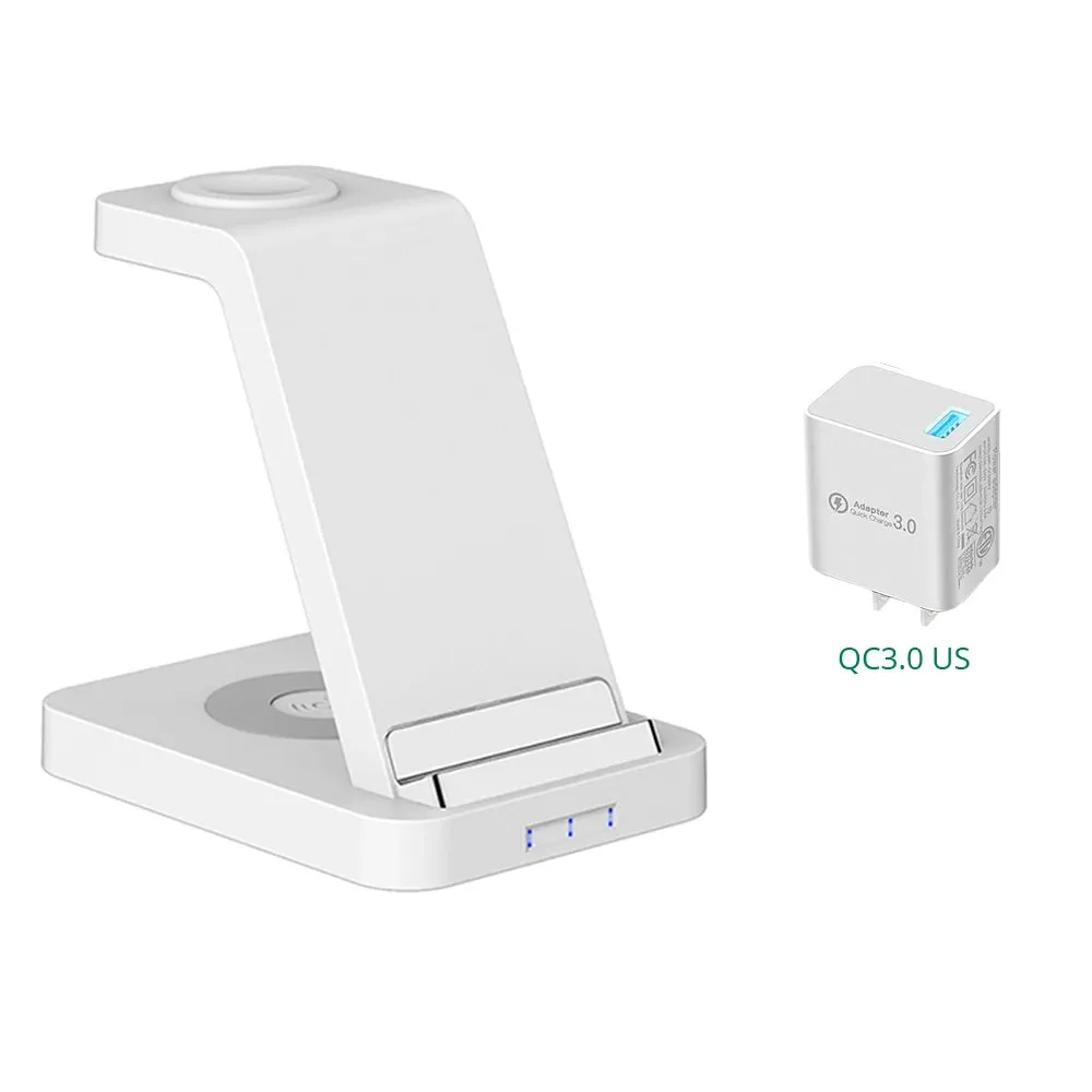 Bonola Qi 3 in 1 Wireless Charger Stand for Apple iPhone 12/11/XR/Xs/AirPods Pro/3/iWatch7 6 Phone Fast Wireles Charging Station