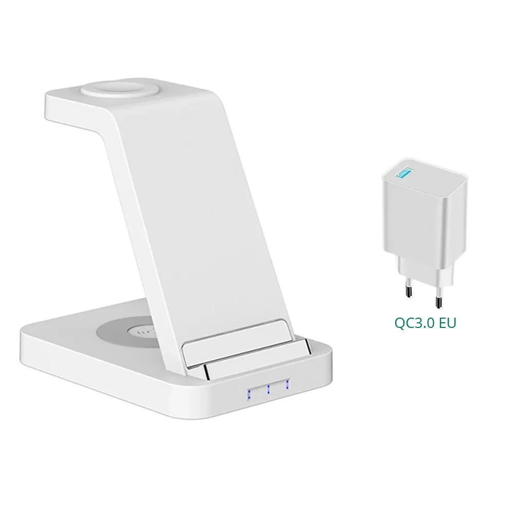 Bonola Qi 3 in 1 Wireless Charger Stand for Apple iPhone 12/11/XR/Xs/AirPods Pro/3/iWatch7 6 Phone Fast Wireles Charging Station