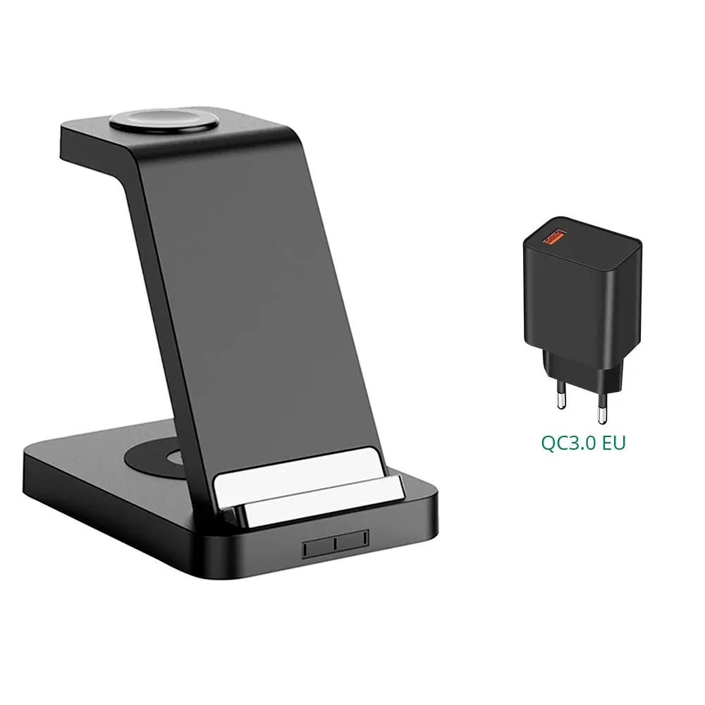 Bonola Qi 3 in 1 Wireless Charger Stand for Apple iPhone 12/11/XR/Xs/AirPods Pro/3/iWatch7 6 Phone Fast Wireles Charging Station