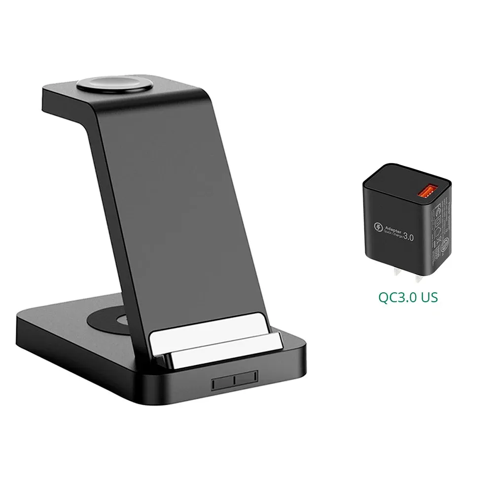 Bonola Qi 3 in 1 Wireless Charger Stand for Apple iPhone 12/11/XR/Xs/AirPods Pro/3/iWatch7 6 Phone Fast Wireles Charging Station