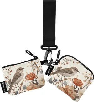 Botanical Minimalist Bird Wristlet Wallets for Women, Mini Coin Purse Portable Keychain Wallets for Women