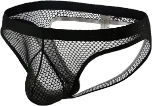 Briefs for Men Sexy Sheer Mesh Thong Quick Dry Breathable Underwear Bulge Pouch Support Butt-Flaunting Sissy G-String