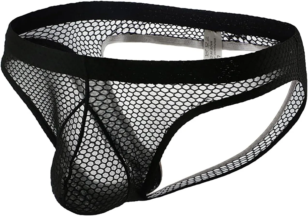 Briefs for Men Sexy Sheer Mesh Thong Quick Dry Breathable Underwear Bulge Pouch Support Butt-Flaunting Sissy G-String