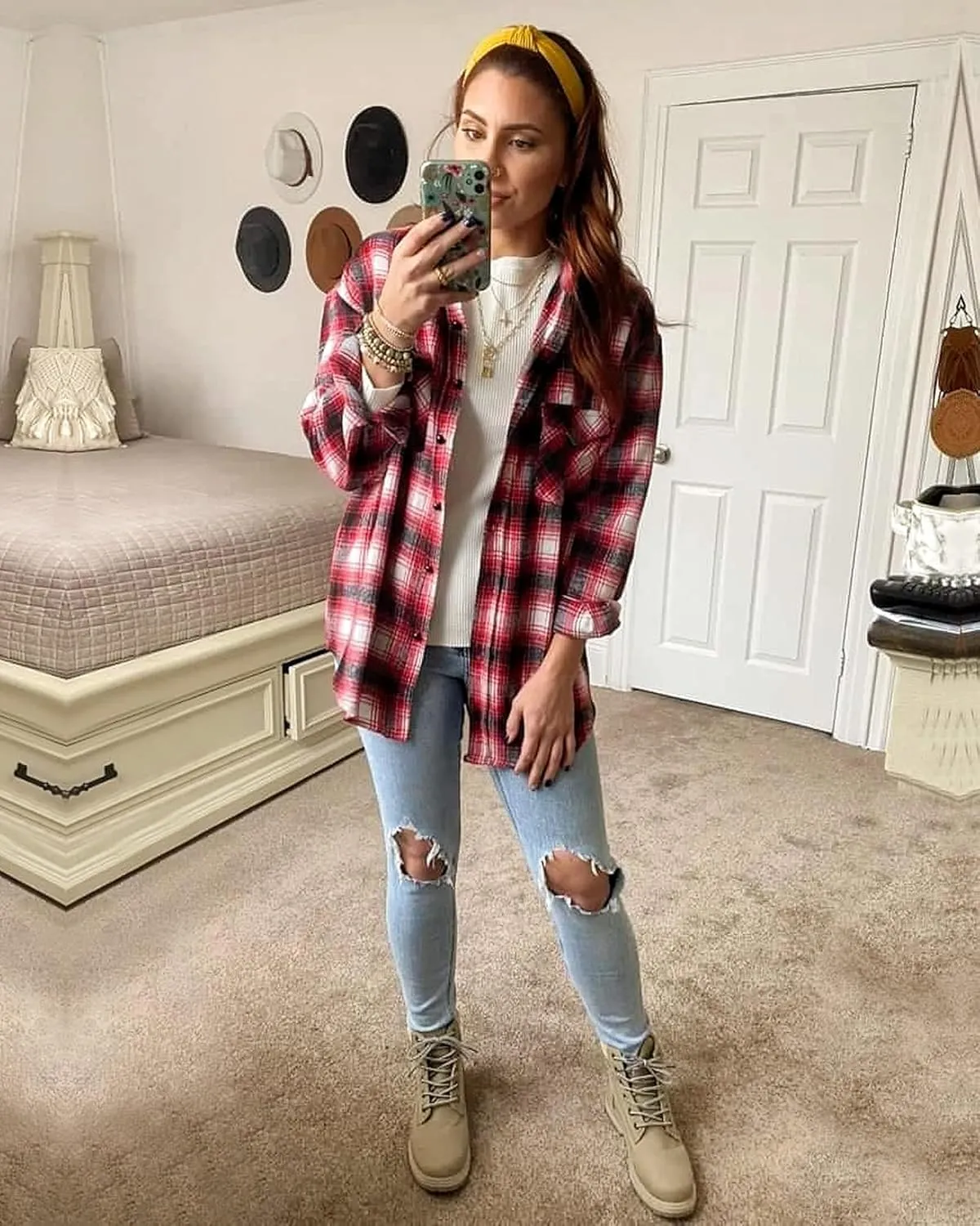 BTFBM Womens Plaid Jacket Long Sleeve Button Down Casual Flannel Shacket Shirts Loose Fall Spring Blouses Tops 2025