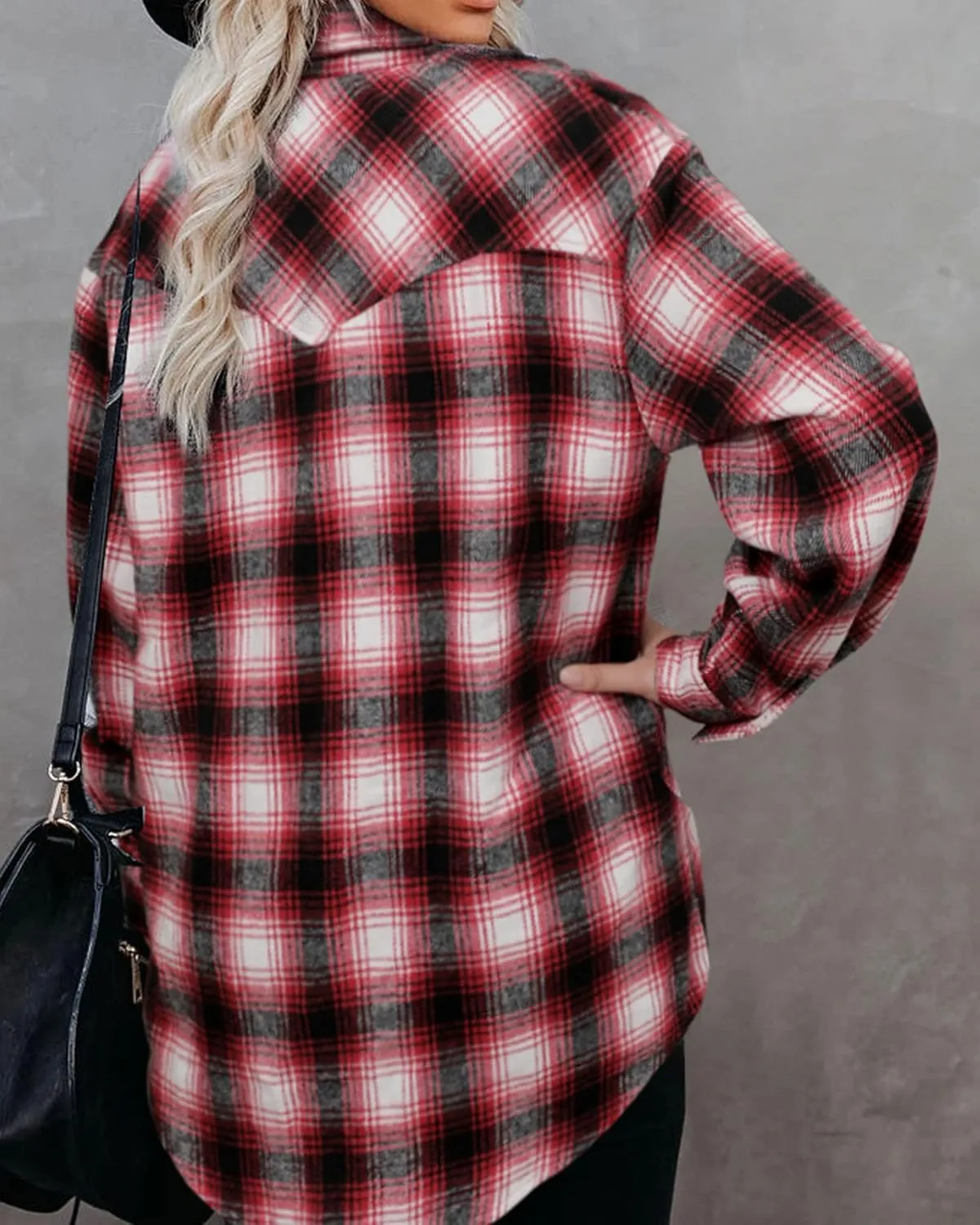 BTFBM Womens Plaid Jacket Long Sleeve Button Down Casual Flannel Shacket Shirts Loose Fall Spring Blouses Tops 2025