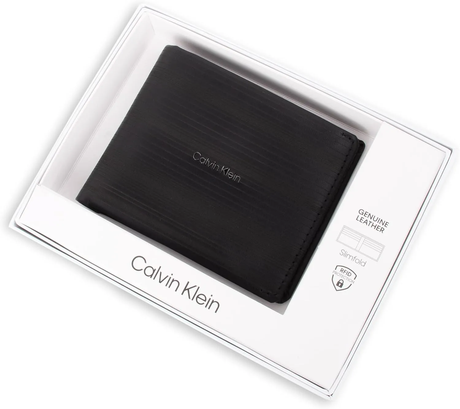 Calvin Klein Men's RFID Leather Minimalist Bifold Wallet with Multiple Card Slots and ID Window