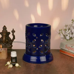 Ceramic Electrical Aroma Diffuser with Essential Oil (7 inches , Dark Blue)