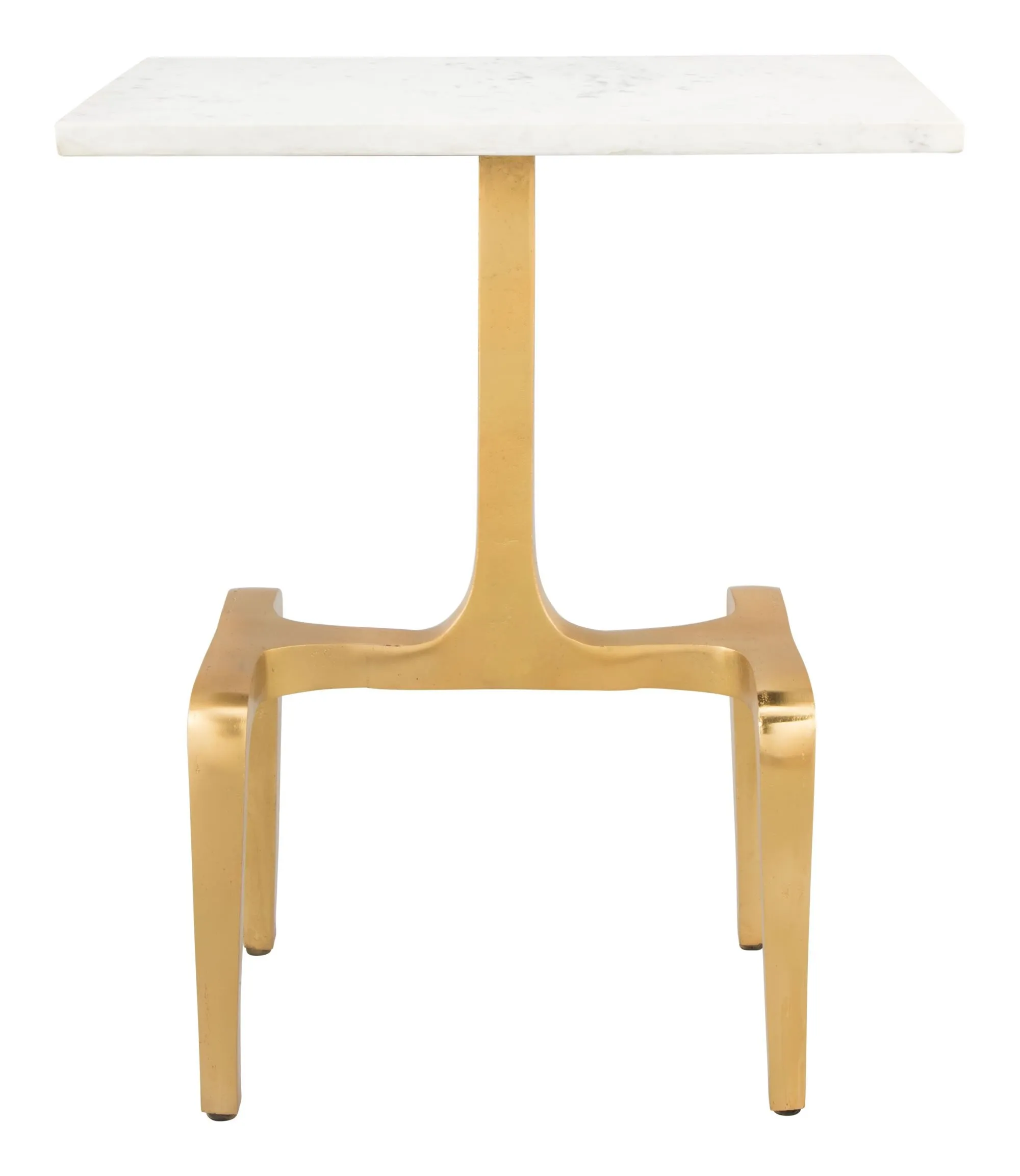Champagne Gold Finish and Marble End Side Table