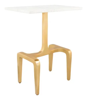 Champagne Gold Finish and Marble End Side Table
