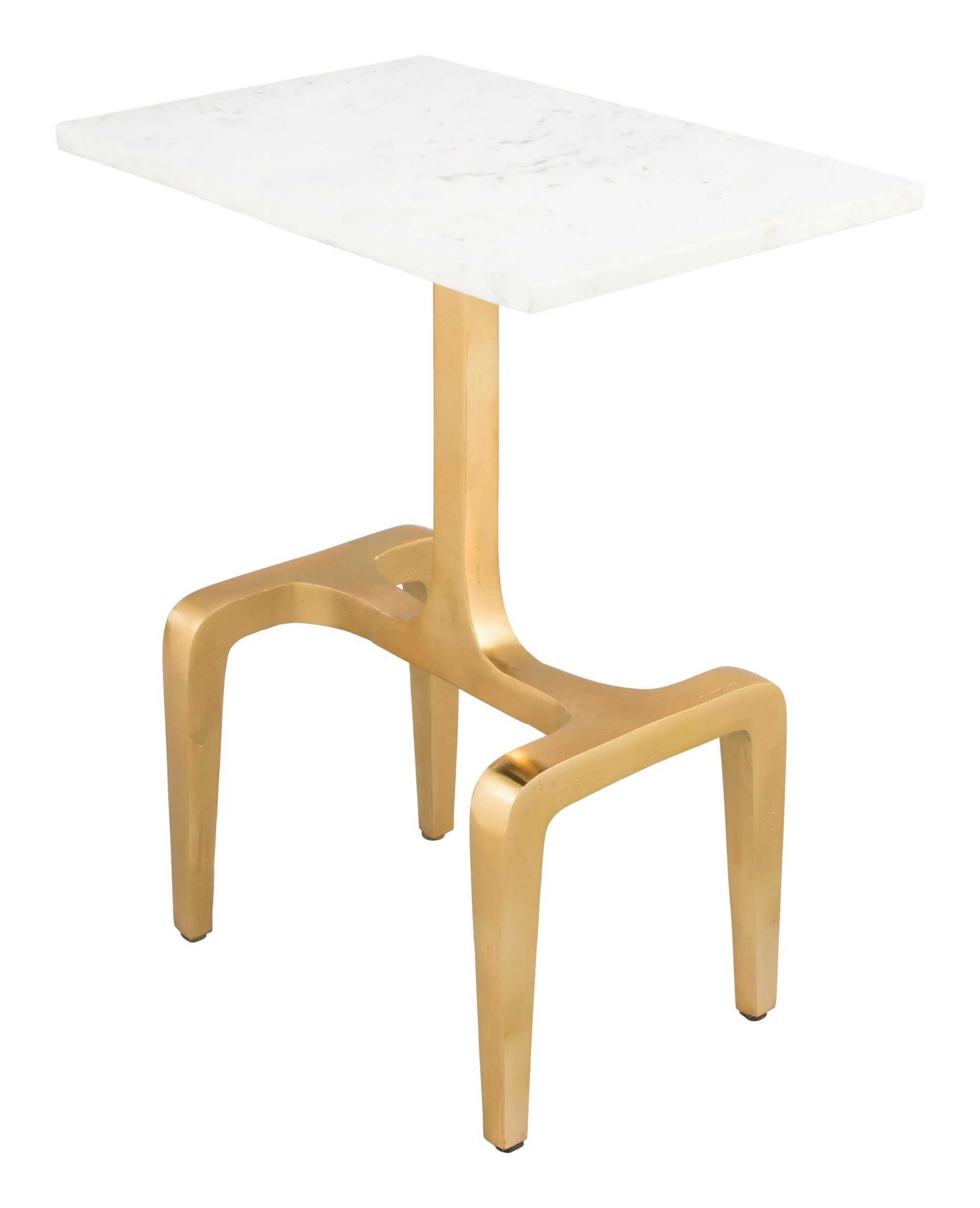 Champagne Gold Finish and Marble End Side Table