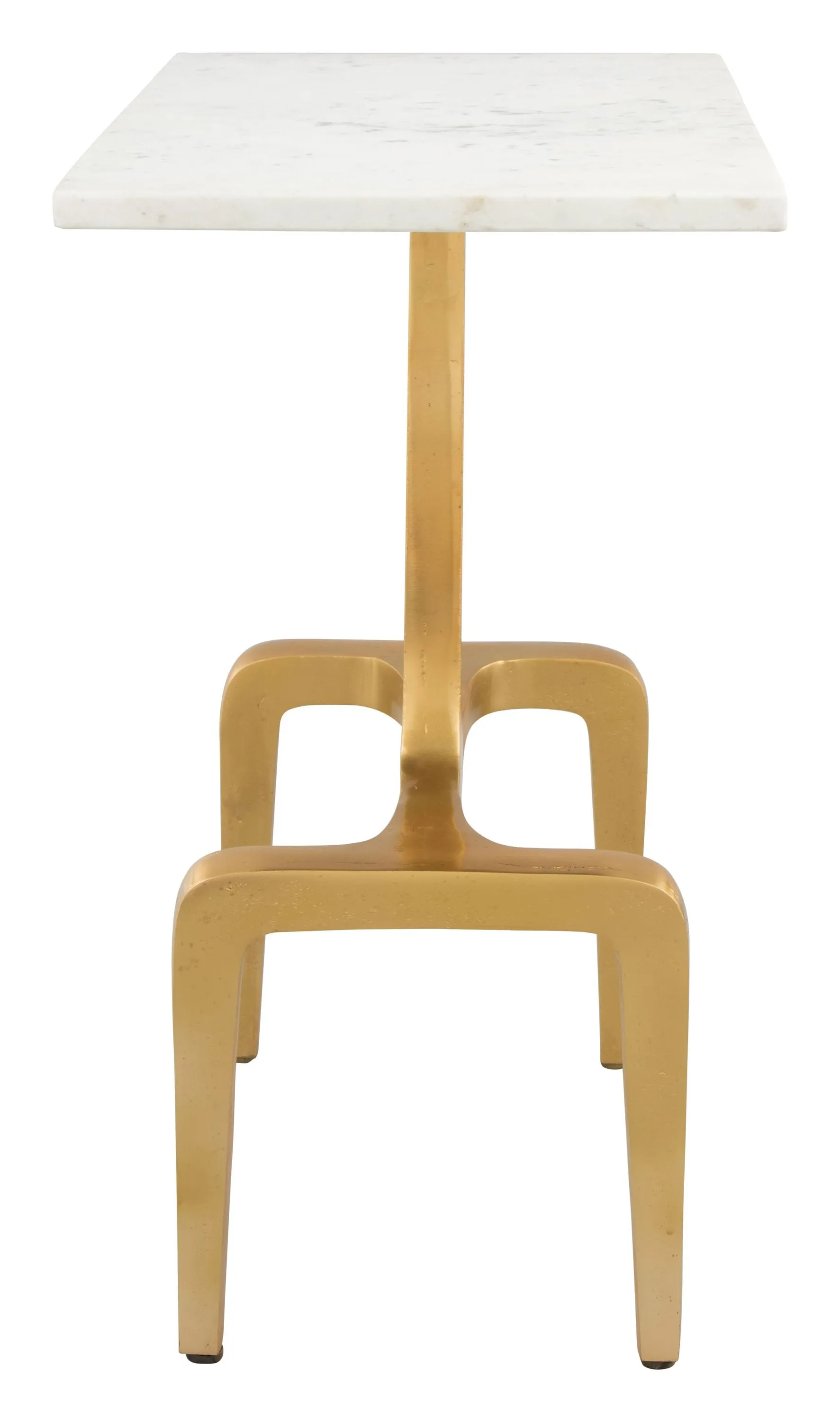 Champagne Gold Finish and Marble End Side Table