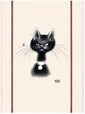 Chat Mouche (The Fly) Dubout Cats Tea Towel