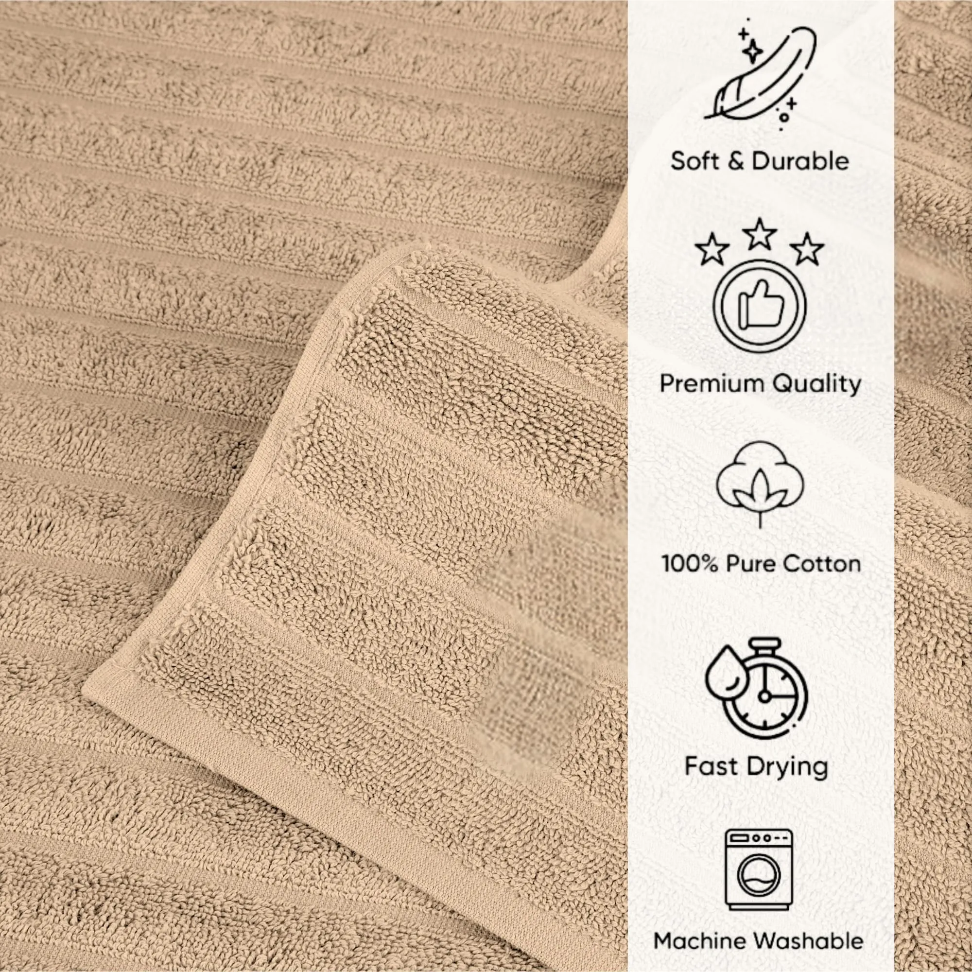 Classic Turkish Towels 100% Turkish Cotton Washcloths Set of 6, Absorbent & Quick Dry, Face Towels Wash Cloths for Hotel, Spa & Gym I 13"x13" by Classic Turkish Towels