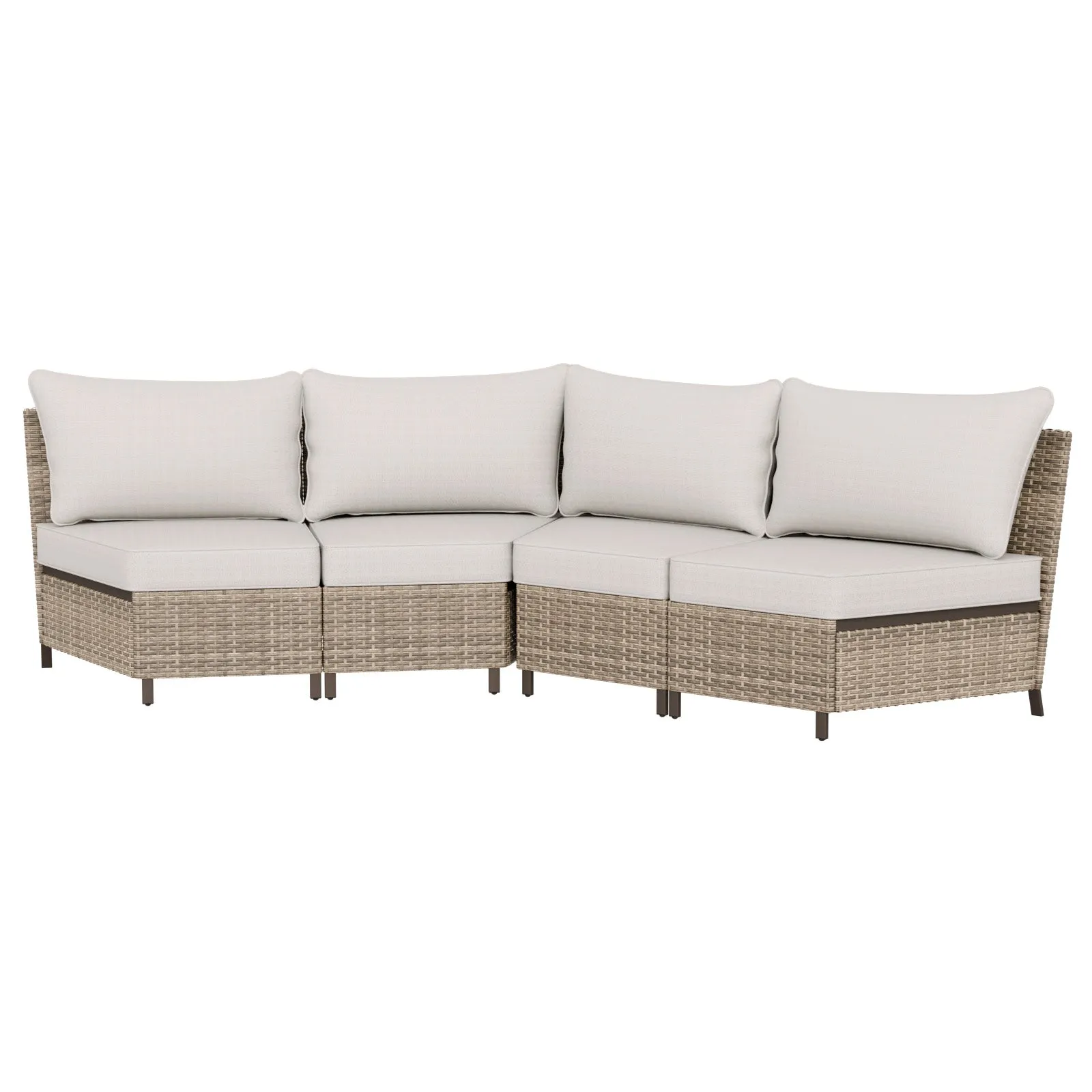 Coastal Vista Curved Outdoor Wicker Sofa, Seats 4