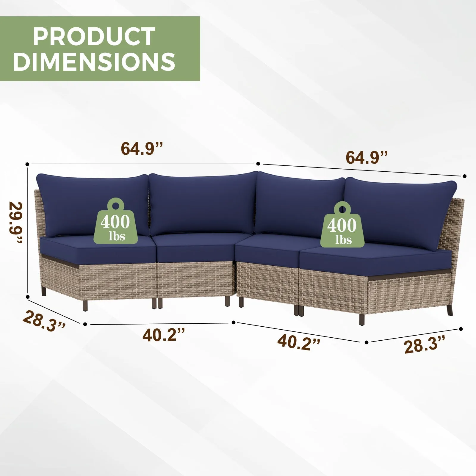 Coastal Vista Curved Outdoor Wicker Sofa, Seats 4