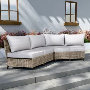Coastal Vista Curved Outdoor Wicker Sofa, Seats 4