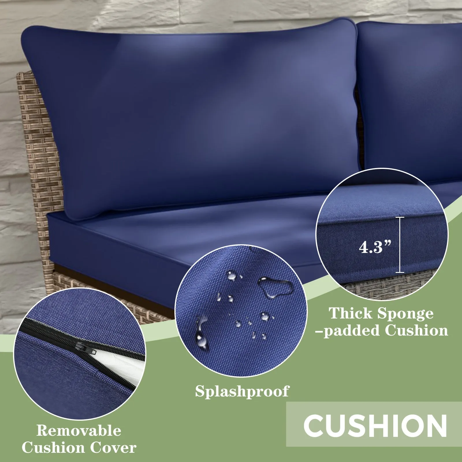 Coastal Vista Curved Outdoor Wicker Sofa, Seats 4