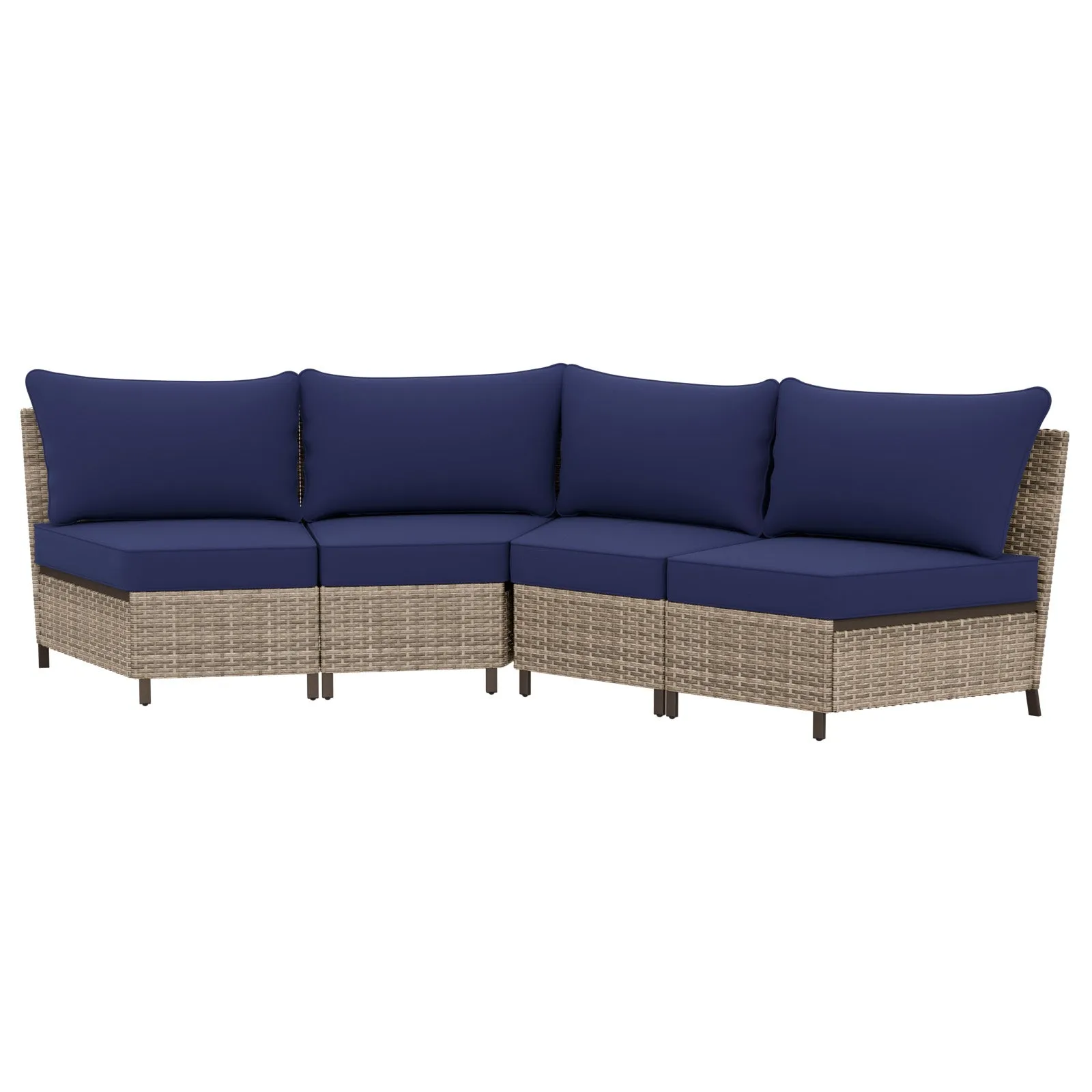 Coastal Vista Curved Outdoor Wicker Sofa, Seats 4