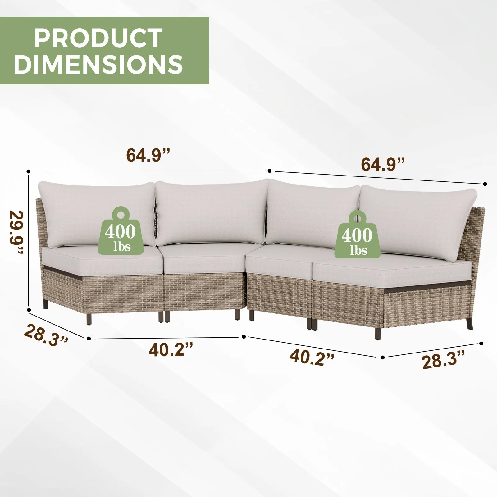 Coastal Vista Curved Outdoor Wicker Sofa, Seats 4