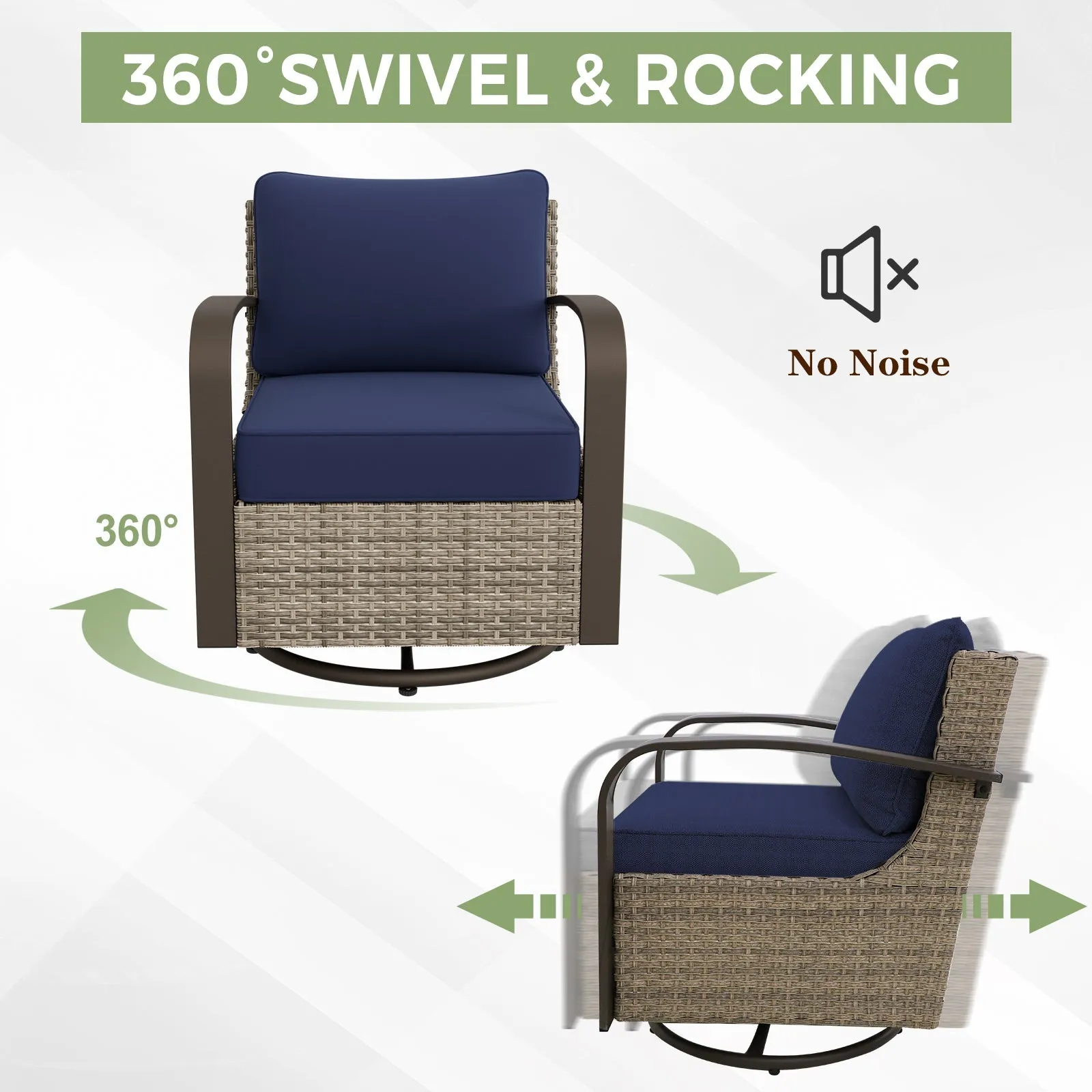 Coastal Vista Outdoor Swivel Wicker Rocker Chair