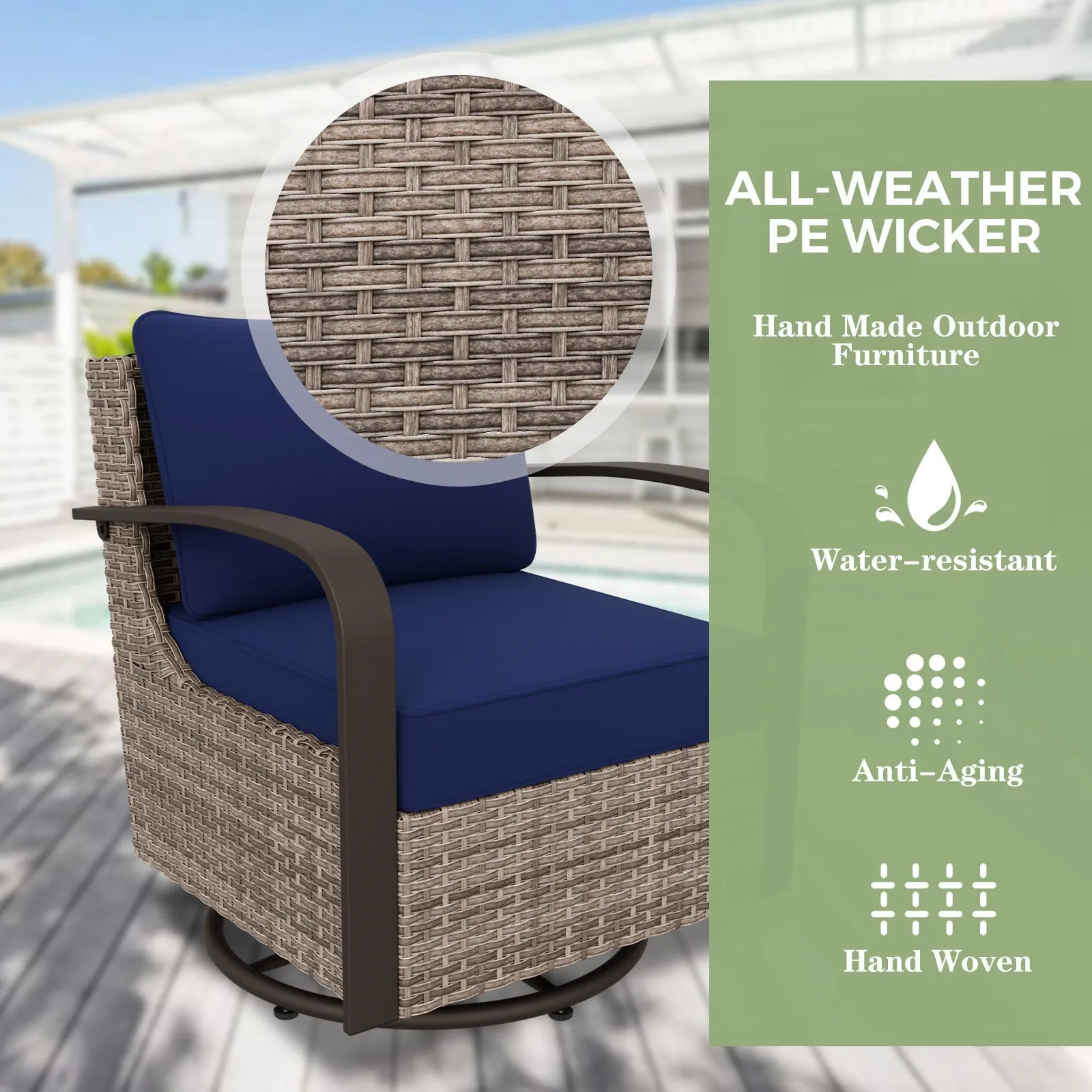 Coastal Vista Outdoor Swivel Wicker Rocker Chair