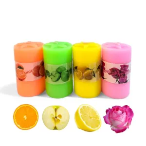 Combo of 4 Fragrance Pillar Candles - 4 Inch, 2.75 Inch Diameter (Pack of 4)-Long Lasting Upto 9Hours - Perfect for Weddings, Parties, Special Events, and Festive Celebrations