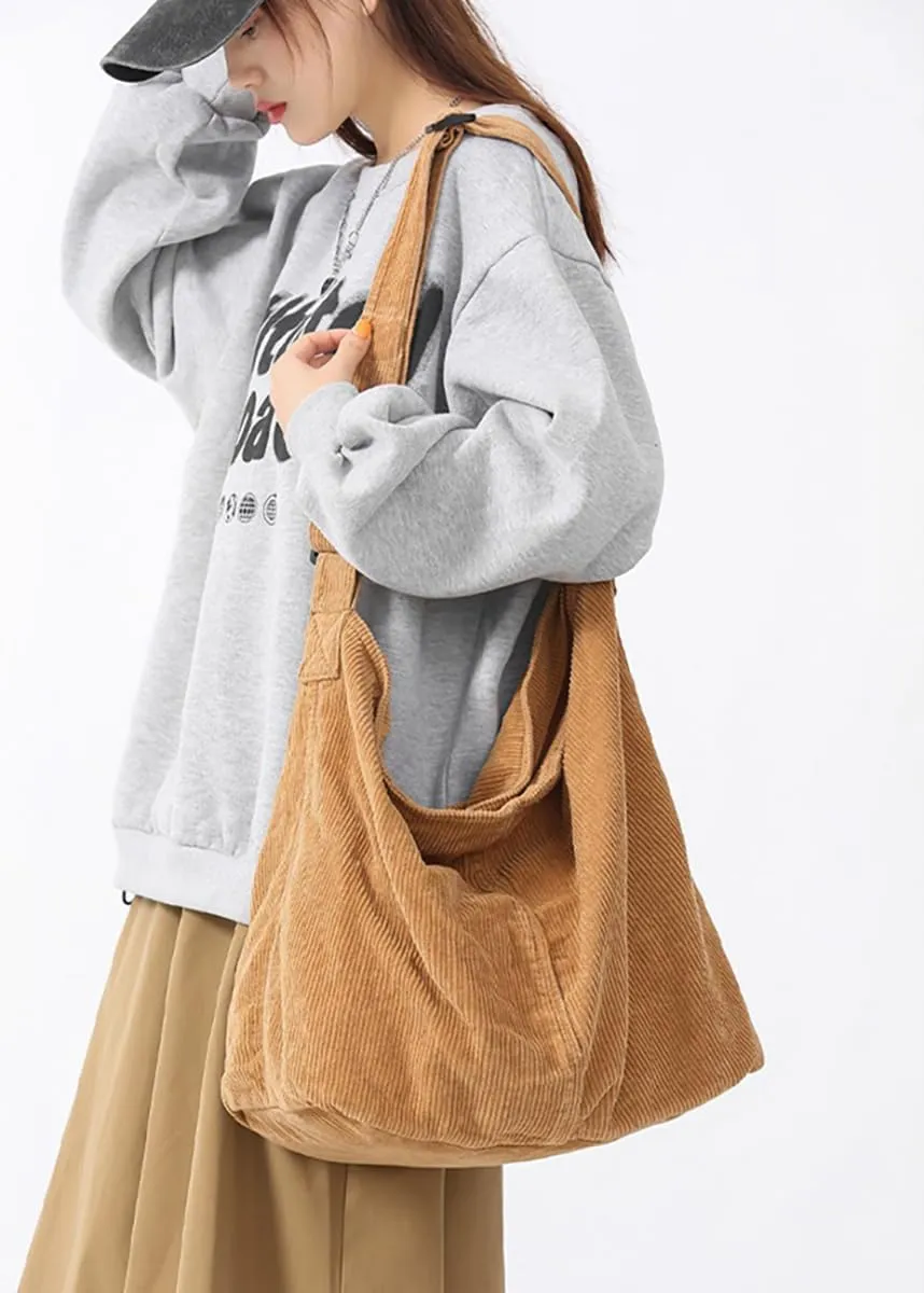 Corduroy Shoulder Bag for Women Men Large Capacity Crossbody Bag Minimalist Tote Commuting Handbag Purse