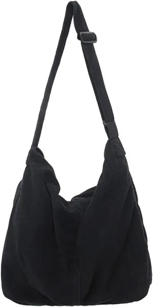 Corduroy Shoulder Bag for Women Men Large Capacity Crossbody Bag Minimalist Tote Commuting Handbag Purse
