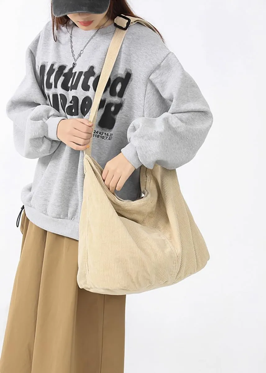 Corduroy Shoulder Bag for Women Men Large Capacity Crossbody Bag Minimalist Tote Commuting Handbag Purse